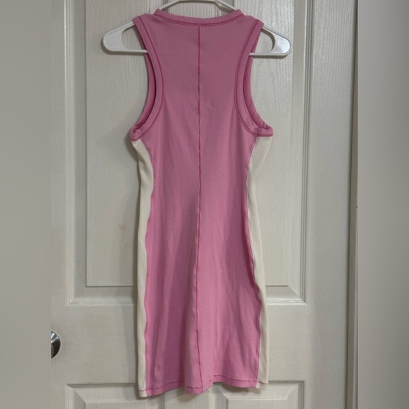 SKIMS Cotton Rib Colorblock Tank Mini Dress – Pink & White – Size L - Picture 8 of 12